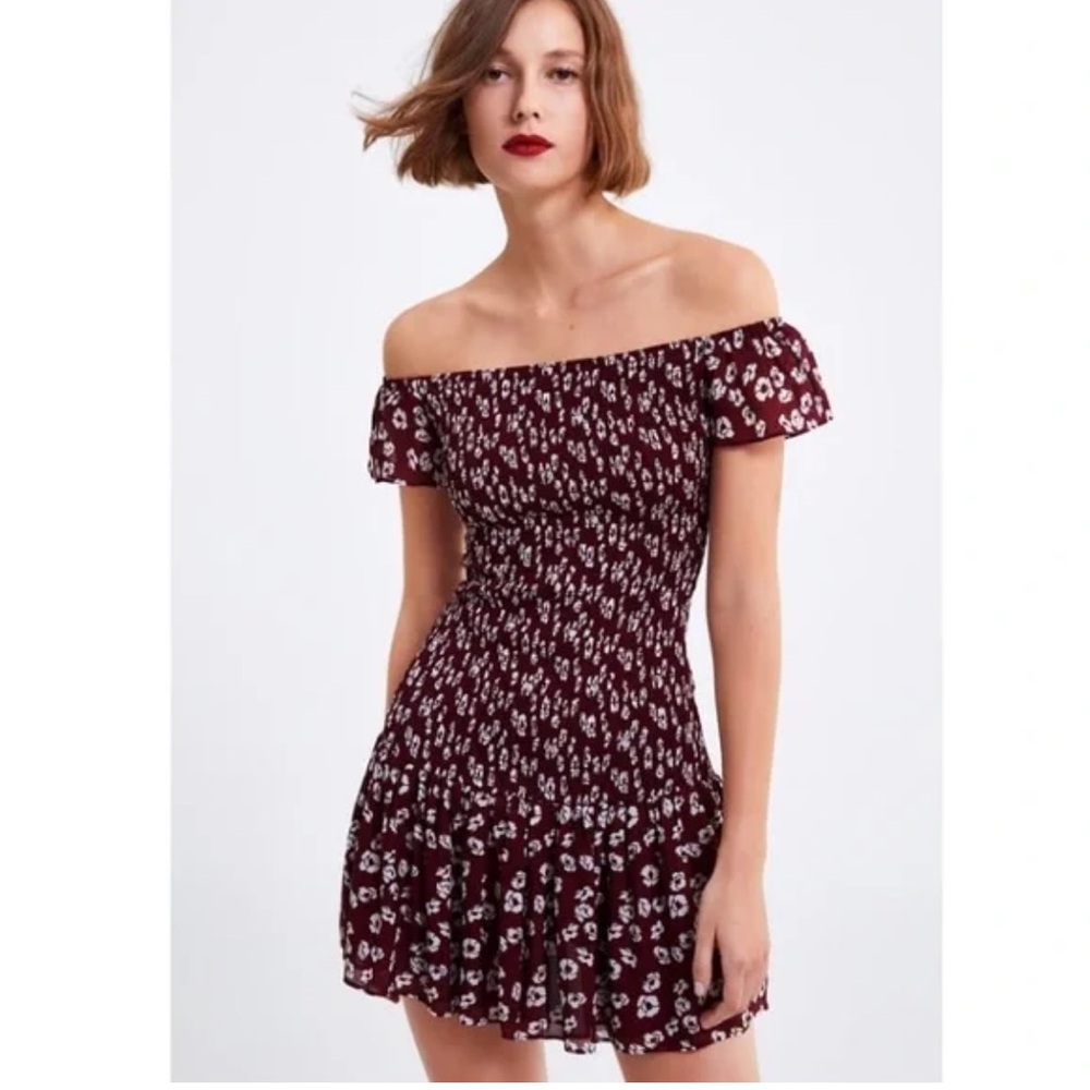 Zara Floral Off-Shoulder Dress